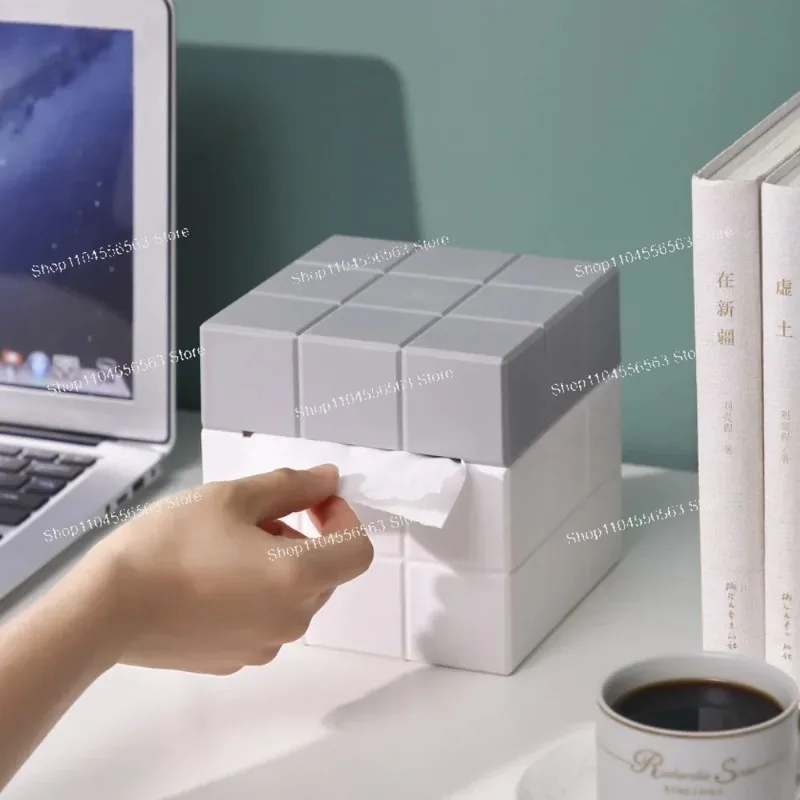 Theory Magic Cube Tissue Box Cover Retro Rubik Style Napkin Holder for Square Tissue 5.9x5.9x5.9in - view 6