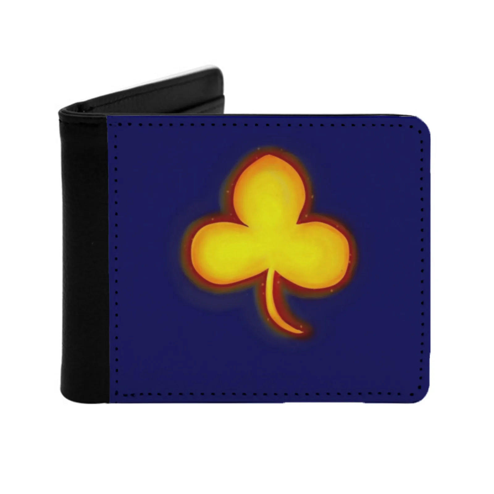 Glowing Clover Men Leather Wallet Credit Card/Id Holders Inserts Money Bag Male Short Purses Oneshot Niko Clover Glowing Gaming