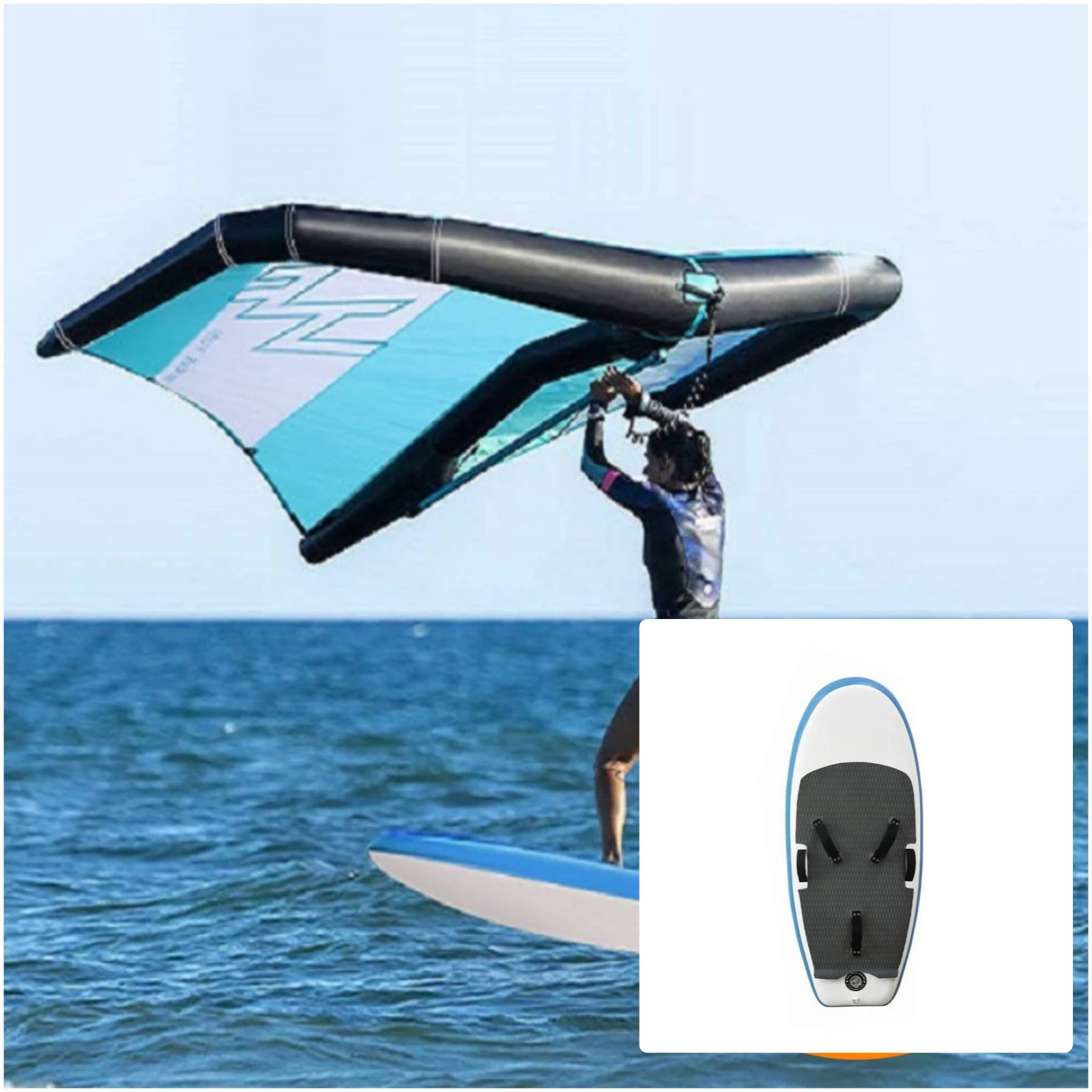 Imagen 7: Tabla de Surf Inflable con Superficie Texturizada, Tabla Ovalada con Asas de Transporte, Equipo Deportivo Acuático Portátil
