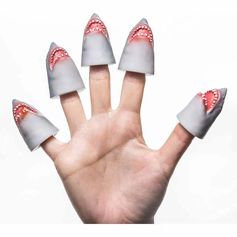 Jouet de beurre de doigt de requin de simulation drôle pour des enfants, marionnette de doigt de requin, modèle créatif, accessoires de conte de nuit, parodie, nouveauté