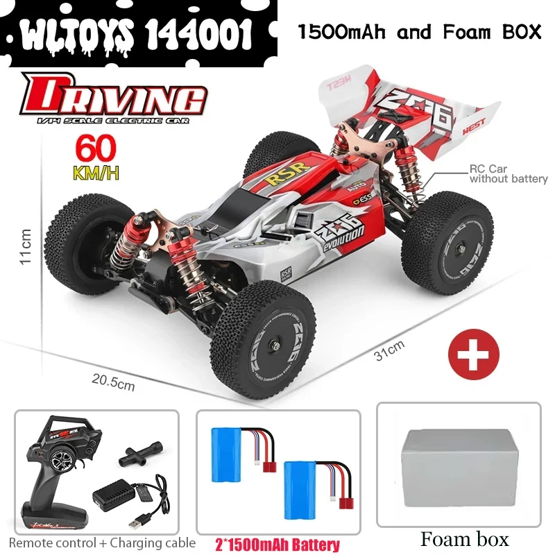 

1/14 Scale 144001 High-Speed RC Racing Car 75Km/H 2.4G Remote Control Off-Road Drift Shock Absorption for Adult Boys Kids Gift