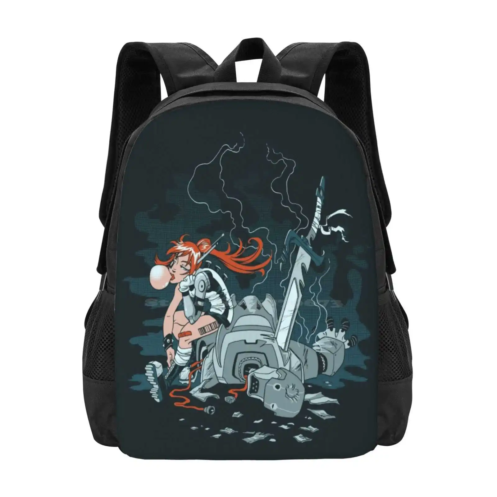 Beatdown School Bags Travel Laptop Backpack Dooomcat Chick Girl Robot