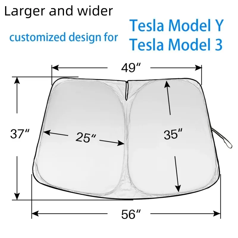 Car Windshield Sun Shade Covers Visors Front Window Sunscreen Protector Design For Tesla Model 3 Y Sunshade Accessories