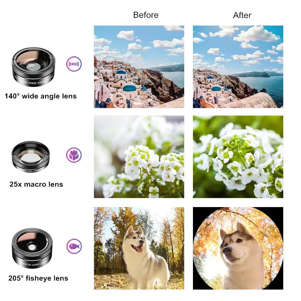

11 In 1 Phone Camera Lens Kit Fisheye Wide Lens Full Colorgrad Filter CPL ND Star Filter For IPhone Xiaomi All Smartphone