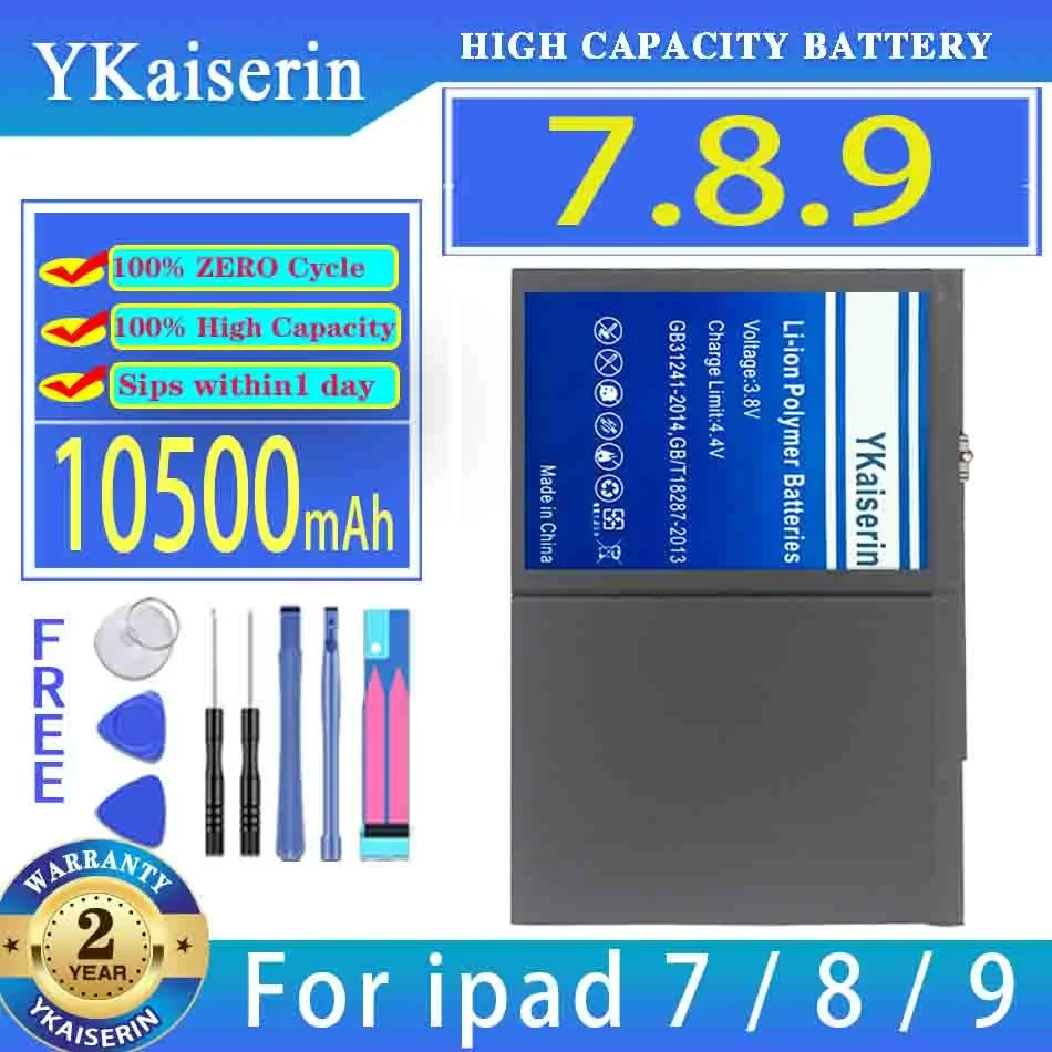 YKaiserin Battery For ipad 7 8 9 10500mAh For ipad7 For ipad8 For ipad9 A2197 A2200 A2198 A2199 A2270 A2428 A2429 A2430 A2792