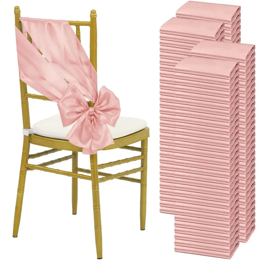 

120 шт. атласные пояса для стула из розового золота, галстуки с бантиками, романтизированные пояса для стула для свадебной вечеринки, детского душа, банкета, ресторана, склады в отеле