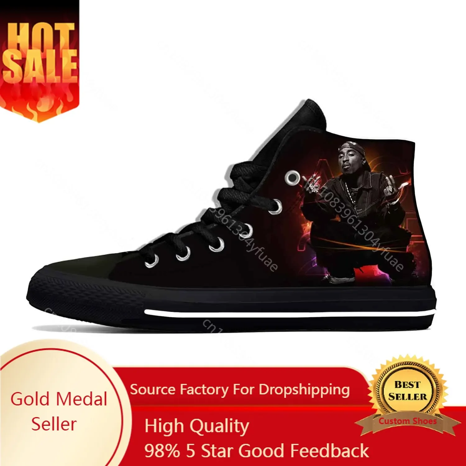 

Hot Cool Summer Fashion Rap 2pac Tupac Casual Cloth Shoes Lightweight Men Women Fashion Sneakers High Top Latest Board Shoes
