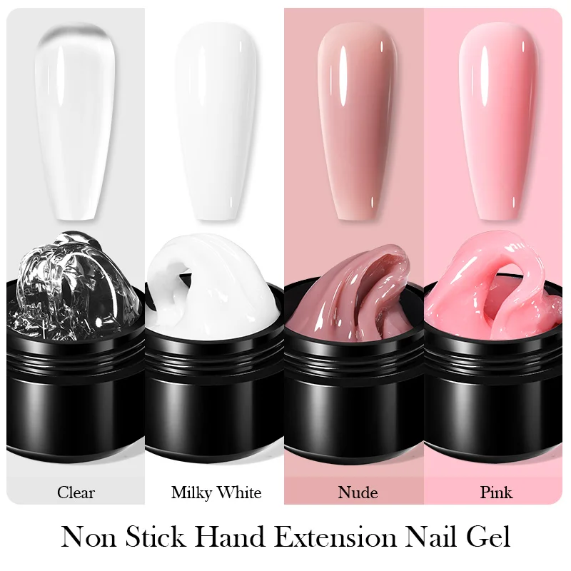 BORN PRETTY 15ml Clear White Non Stick Hand Solid Extension Gel Nail Polish Carving Flower Nail Art Building Acrylic UV Gel