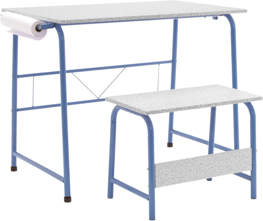 

Kids Craft Table with Bench in Blue or Spatter Gray, Project Center for Creative Play