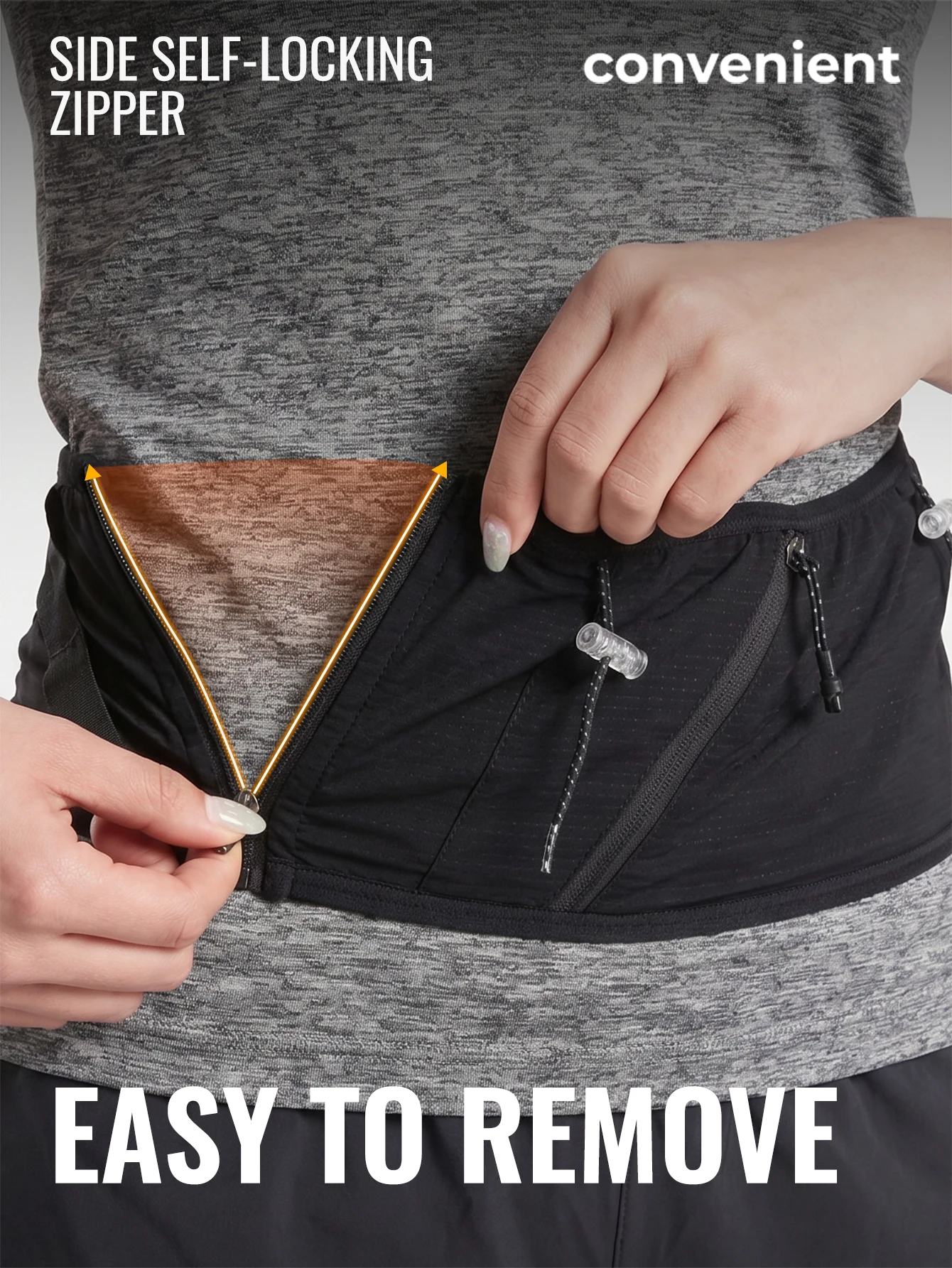 WRELS Laufgürteltasche, atmungsaktiver, schmaler Trainingsgürtel, verstellbar, rutschfest, für Outdoor-Sportarten, Wandern, Herren, Damen, Fitness, Aufbewahrungstasche – Detail 2