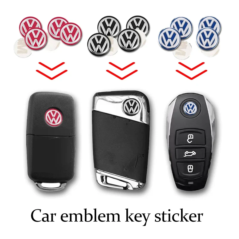 Pegatinas con emblema de Metal para llave de coche, 14mm, logotipo de llave remota para VW Scirocco Polo T5 Passat b6 Golf mk5 Tiguan Jetta CC Beetle GTI Touareg