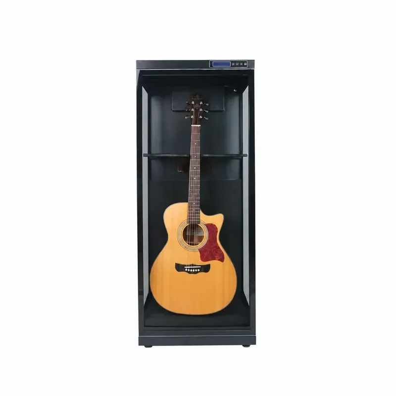 YAO Humidity Control Display Cabinet for Bass Guitar Violin and Other Musical Instruments with Three Sided Glass Design
