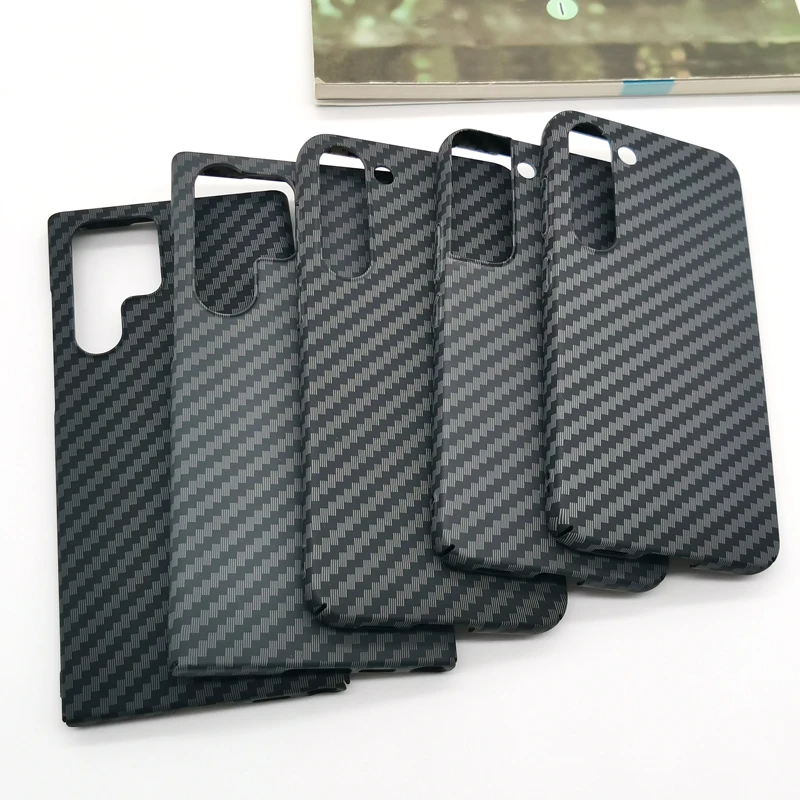 For Samsung Galaxy S21 S22 S23 S24 Ultra Plus FE Case Ultrathin Plastic Hard Carbon Fiber Texture Pattern Phone Cover A14 S23+