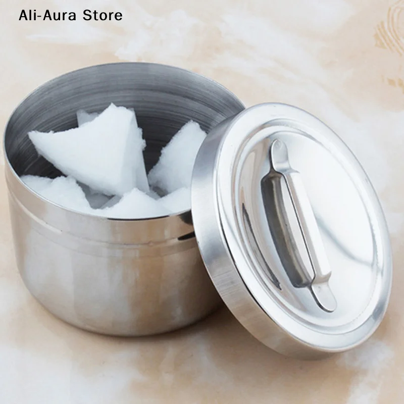 1Pcs   Alcohol Round Box 304 Stainless Steel Cotton Can  Laboratory Instruments And Tools Storage Tank With Cover