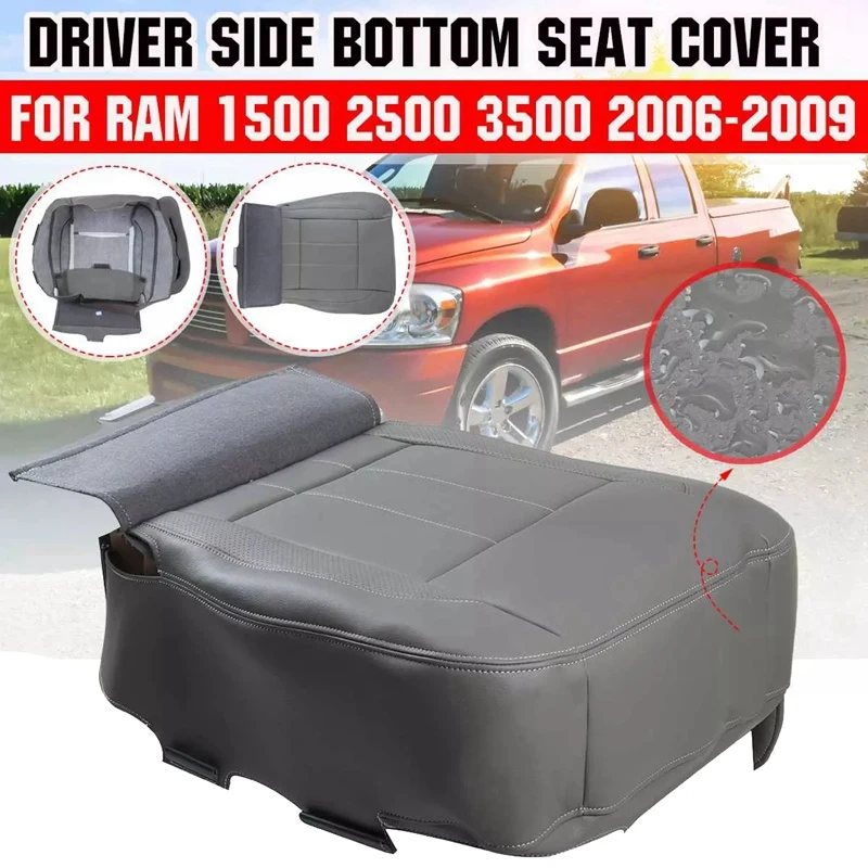 Car Front Driver Side PU Leather Seat Cushion Bottom Seat Cover For Dodge Ram 1500 2500 3500 4500 2006 - 2009