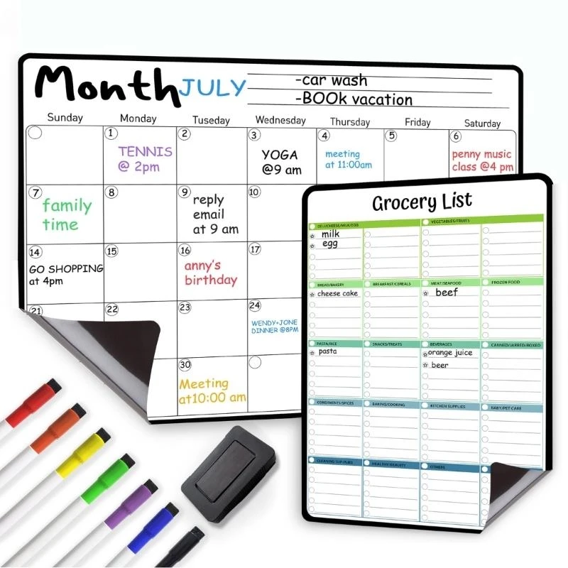 Monthly & Weekly Calendar Whiteboard for Refrigerators Dry Erases Calendar Dry Erases Board Whiteboard