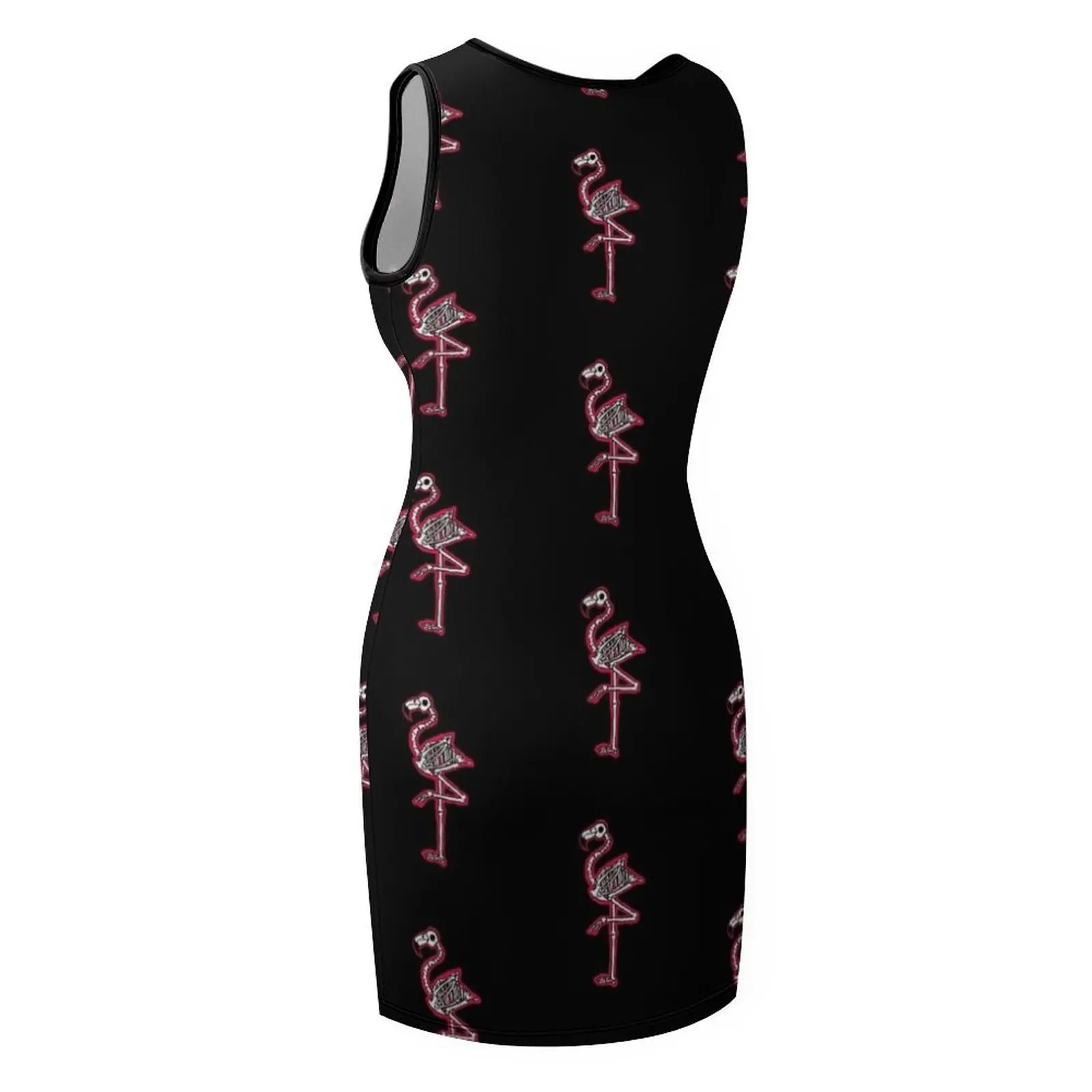 Flamingo Skelet Grafische Illustratie Mouwloze Zonnejurk trouwjurken voor feesten Esthetische kledingjurken voor prom
