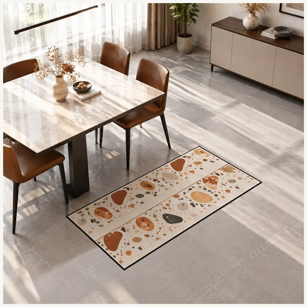 VIKAMA Abstract Terrazzo Speckle Door Mat, Modern Non Slip Flannel Rug, Gallery Style Floor Mat for Conservatory, Dining Room