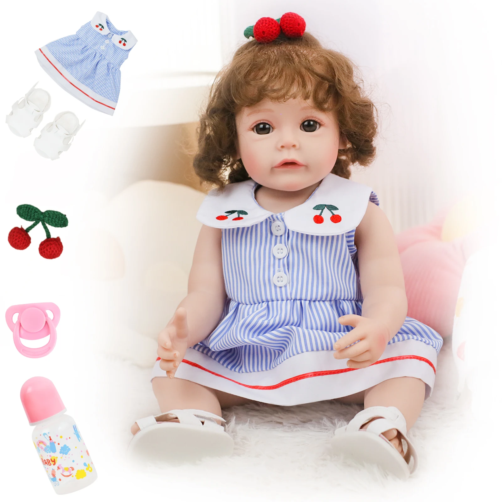 18インチ新生児リボーンドール女の子、手植えの髪、柔らかい体、3Dスキン、血管が見える、コレクターズアートドール、クリスマスプレゼント