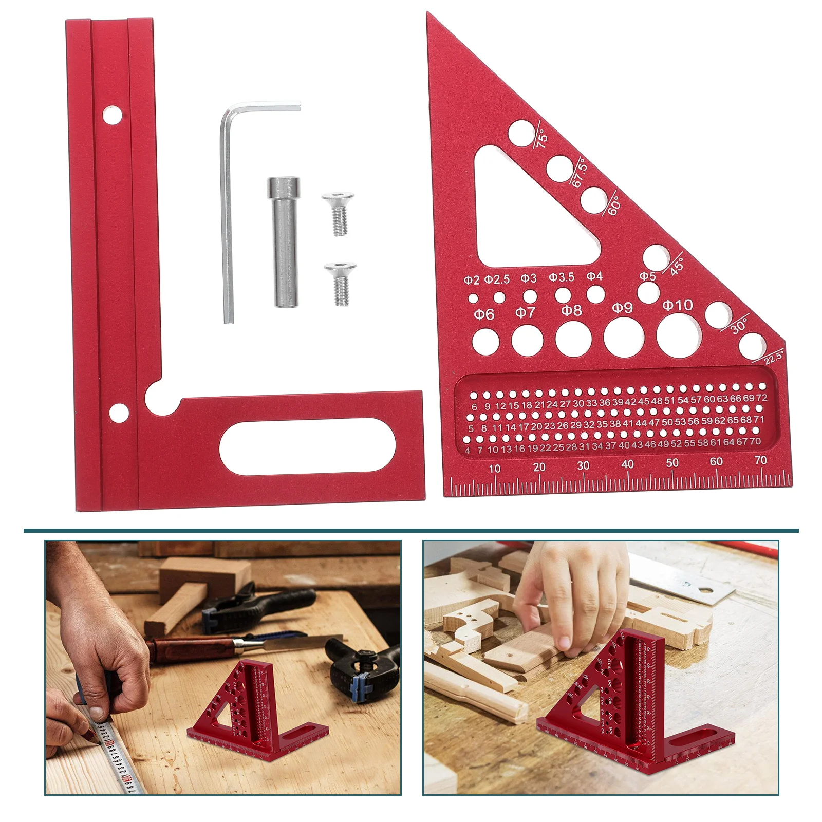 

Woodworking Measuring Tools Aluminum Alloy Ruler Square Accurate Pocket Size Lightweight For Carpenters Engineers DIY