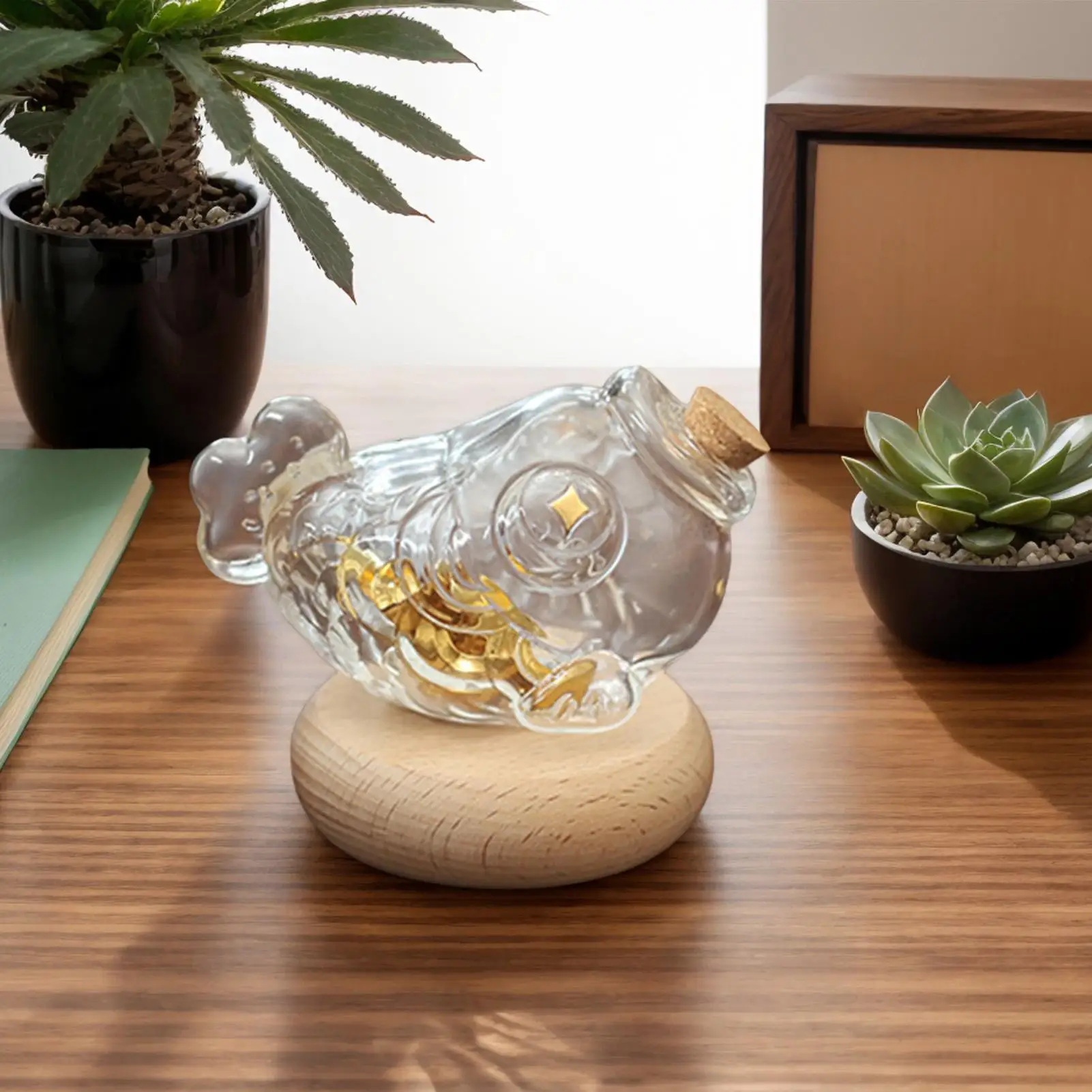 Banque d'argent en verre en forme de poisson, réservoir de stockage, pot d'argent, pièce de monnaie exquise, pot de rangement mignon, décoration pour enfants, adolescents et adultes