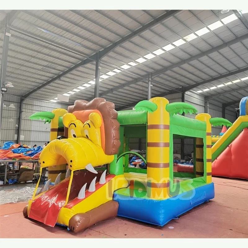 Lion-themed Inflatable Trampolines Are Available for Rent As Commercial Party Inflatable Trampolines, Equipped with Blowers.