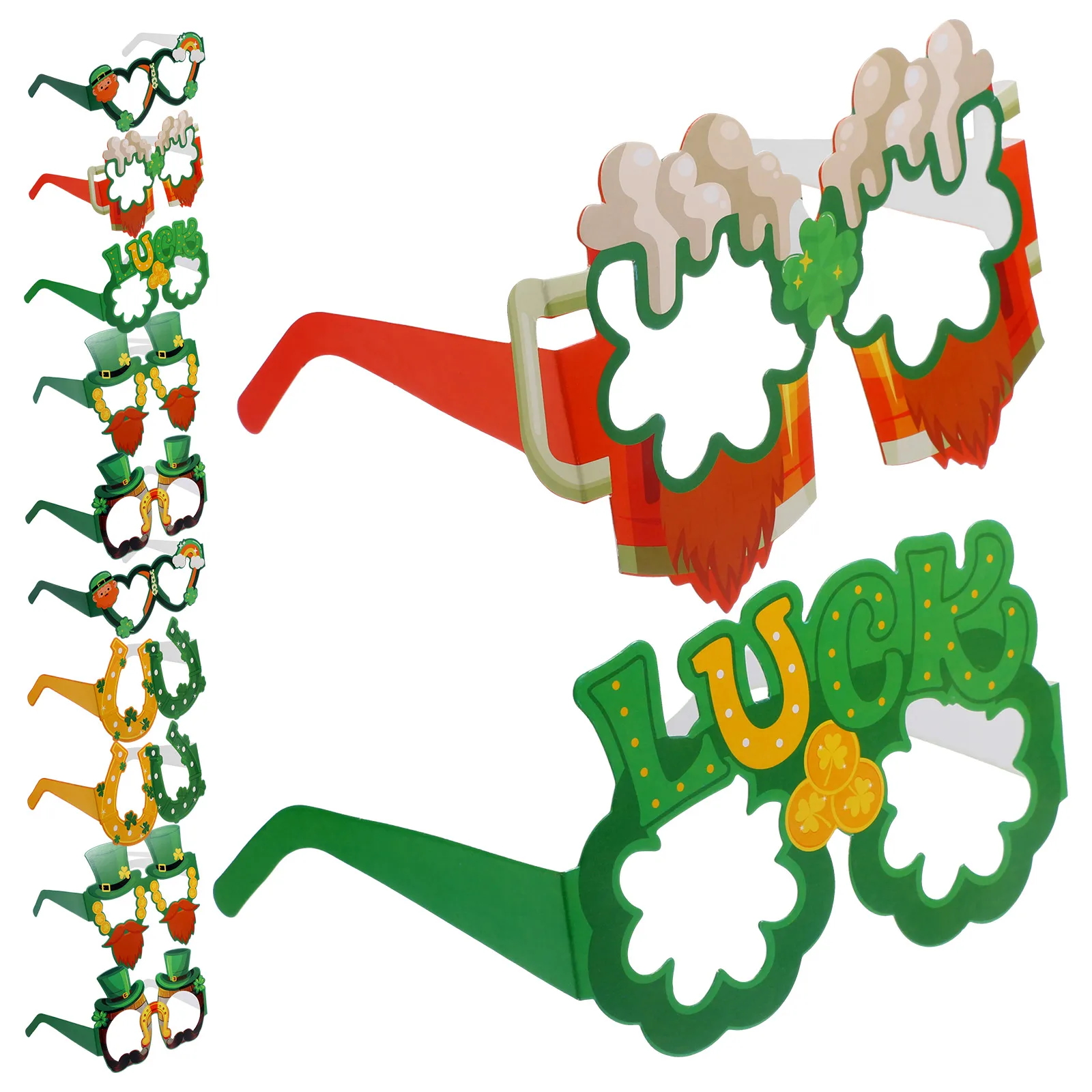 

12pcs Paper Shamrock Eyeglasses Saint Patrick shamrock eyeglasses costume accessories photo prop festival DIY decoration