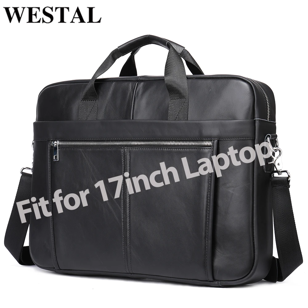 WESTAL 17 ''torba na laptopa dla mężczyzn teczki skrzynki z prawdziwej skóry a4 teczka na dokumenty męska torba biznesowa skórzane męskie torebki 5013