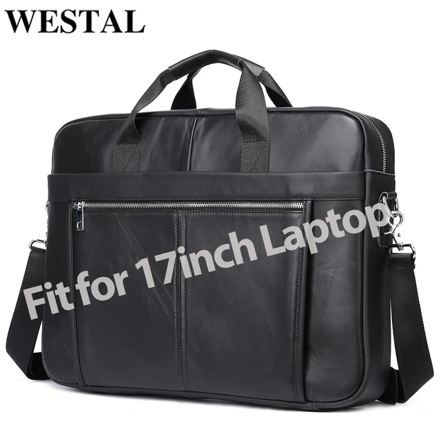 WESTAL 17 ''torba na laptopa dla mężczyzn teczki skrzynki z prawdziwej skóry a4 teczka na dokumenty męska torba biznesowa skórzane męskie torebki 5013