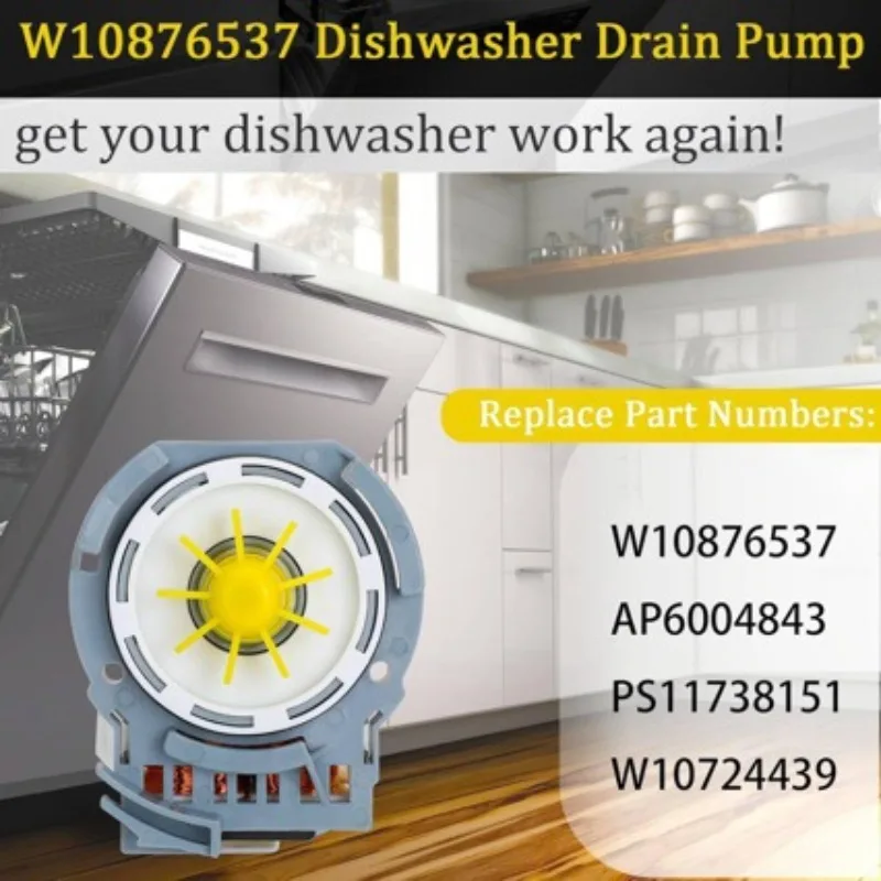 W10876537 Dishwasher Drain Pump Replacement - Compatible with Whirlpool W10724439, AP6004843