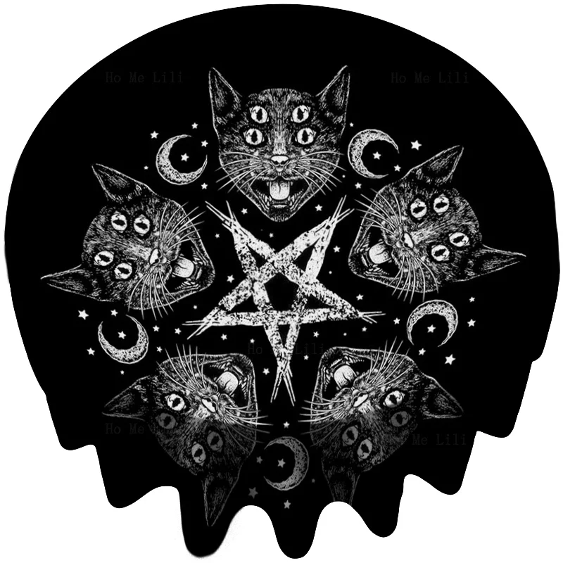 

Spirit Weird Cat Witch Pentagram Satanic Death Black Metal Band Exorcist Round Tablecloth By Ho Me Lili For Tabletop Decor