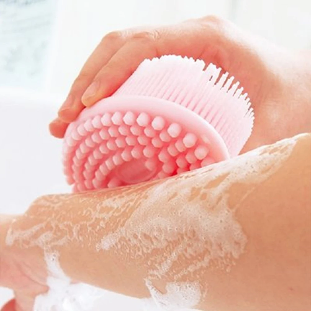 

2 pcs Silicone Bathing Massage Shower Scrubbers For Adults Thickened Round Dot Exfoliating Brush For Hair Scalp Face Body