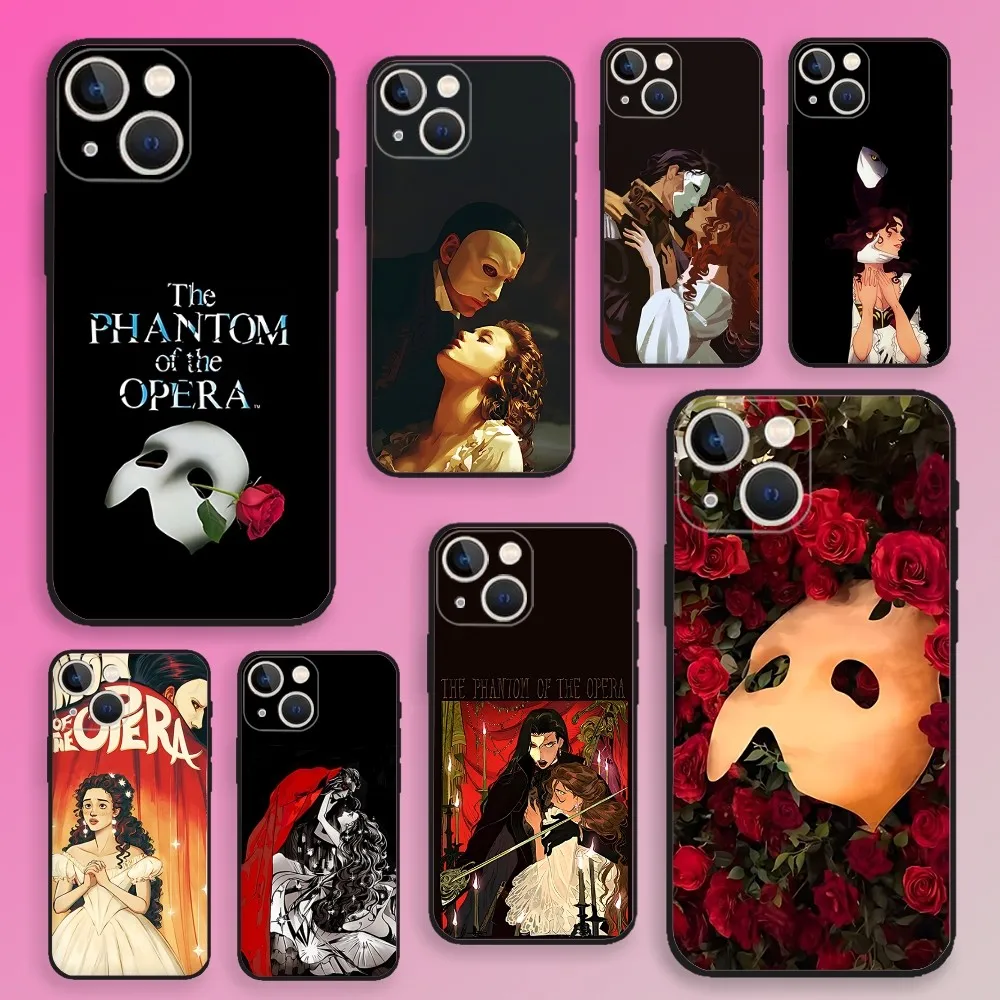 Чехол для телефона «Призрак оперы» для iPhone 16,15,14,13,12,11, Plus, Pro Max, XS, X, E, SE, мини-мягкий силиконовый черный чехол