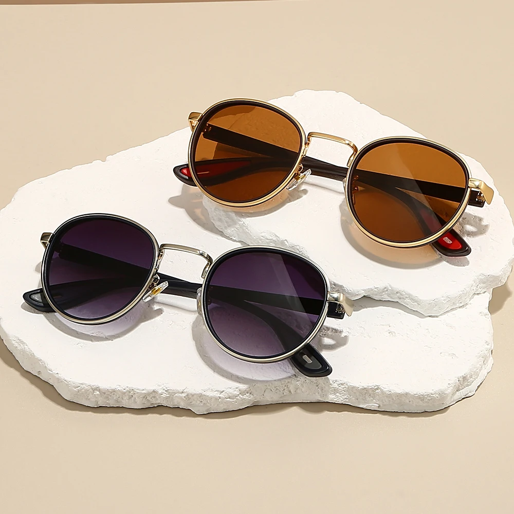 GM LUMIAS Vintage Runde Sonnenbrille für Herren 2025 Neue Punk-Mode-Sonnenbrille für Damen Trendiges Luxusmarken-Design Lässige Anti-UV-Sonnenbrille – Detail 4