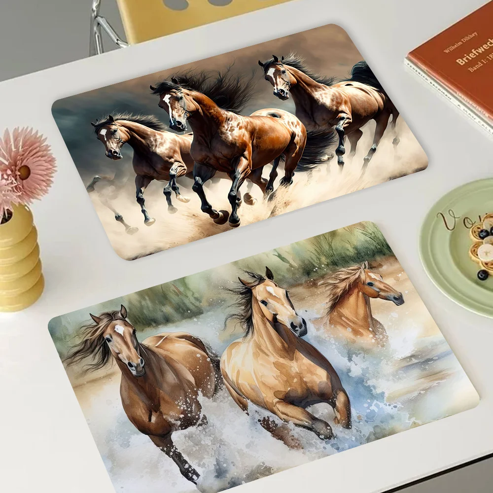 

Horse Coffee Mat Dish Draining Mat Drying Mat Quick Dry Bathroom Drain Pad Kitchen Faucet Placemat