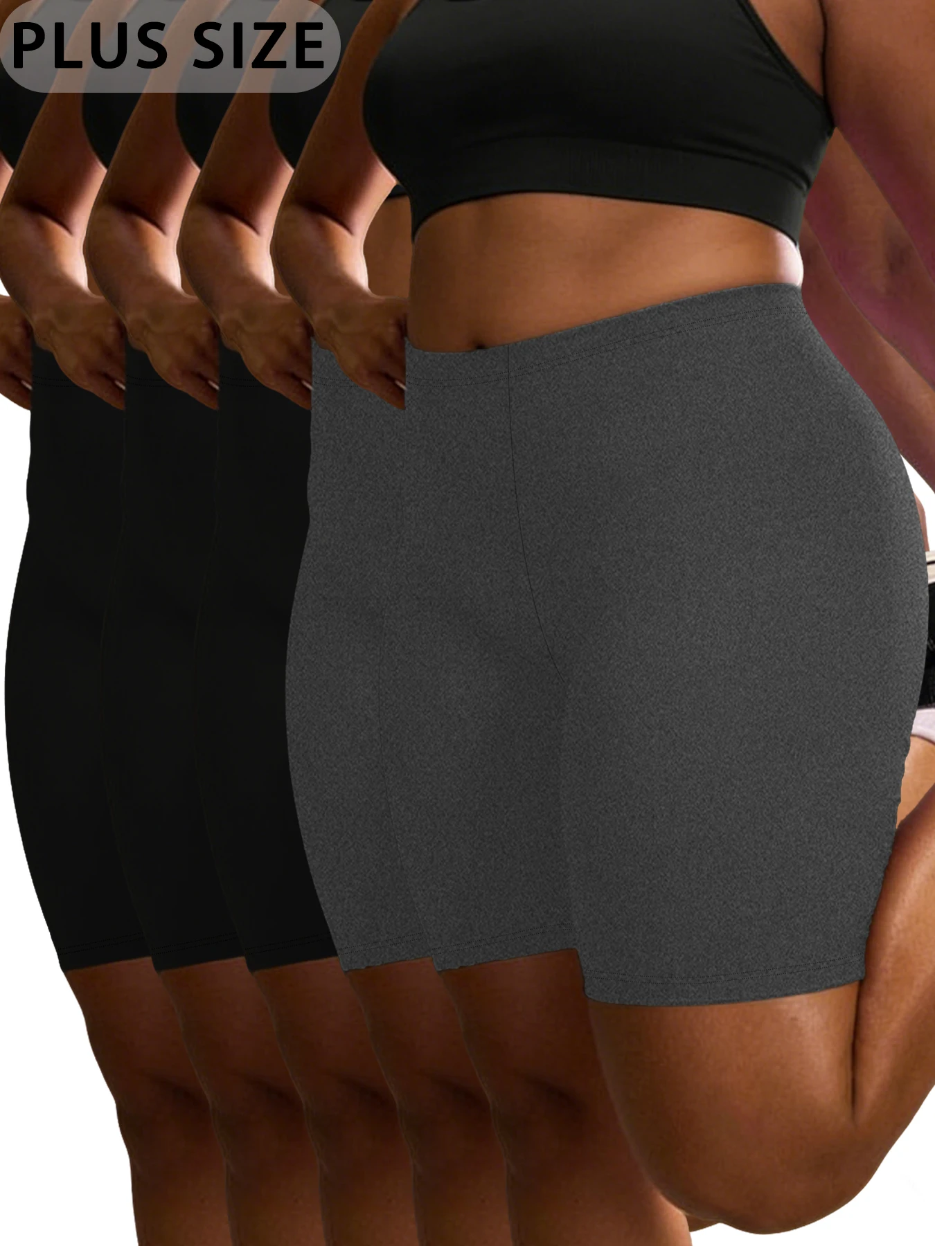 

5 Pack Plus Size Super Soft Biker Shorts For Women Workout Running Yoga Athletic Shorts 6"Inseam