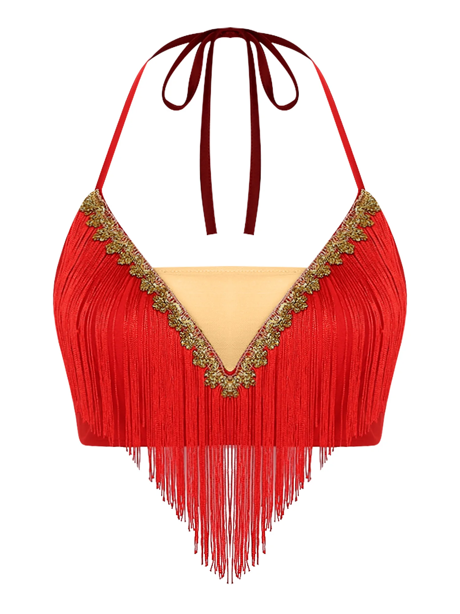 Picture 6: Womens Latin Disco Dance Costume Hippie Dancewear Sequin Tassel Fringe Crop Top Cha-Cha Tango Rumba Jazz Dance Outfit Clubwear