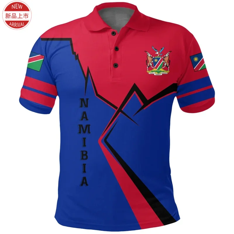 Namibia Coat Of Arms 3D Printed Polo Shirt The Republic-of Namibia Flag Map Graphic Polo T Shirt Men Fashion Vintage Polo Shirts