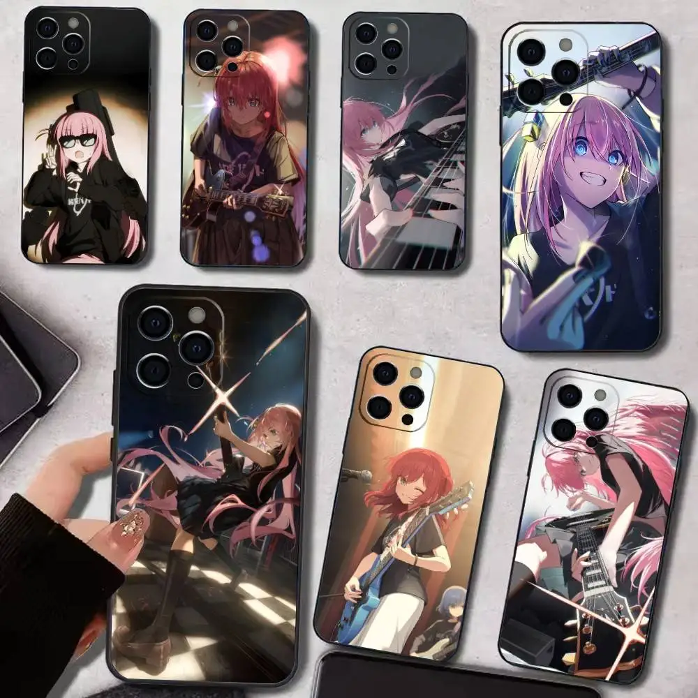 

K-Kessoku Band B-Bocchi The R-Rock Phone Case For iPhone 17,16,15,14,13,12,11 Plus,Pro Max,XS,Soft Black Cover