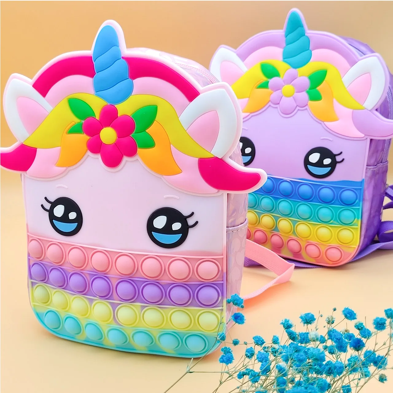 Children Backpacks Kids Fidget Toys Anti Stress Kawaii Shineing Bags Stress Relief Squishy Push Bubble Squeeze Toy Popite