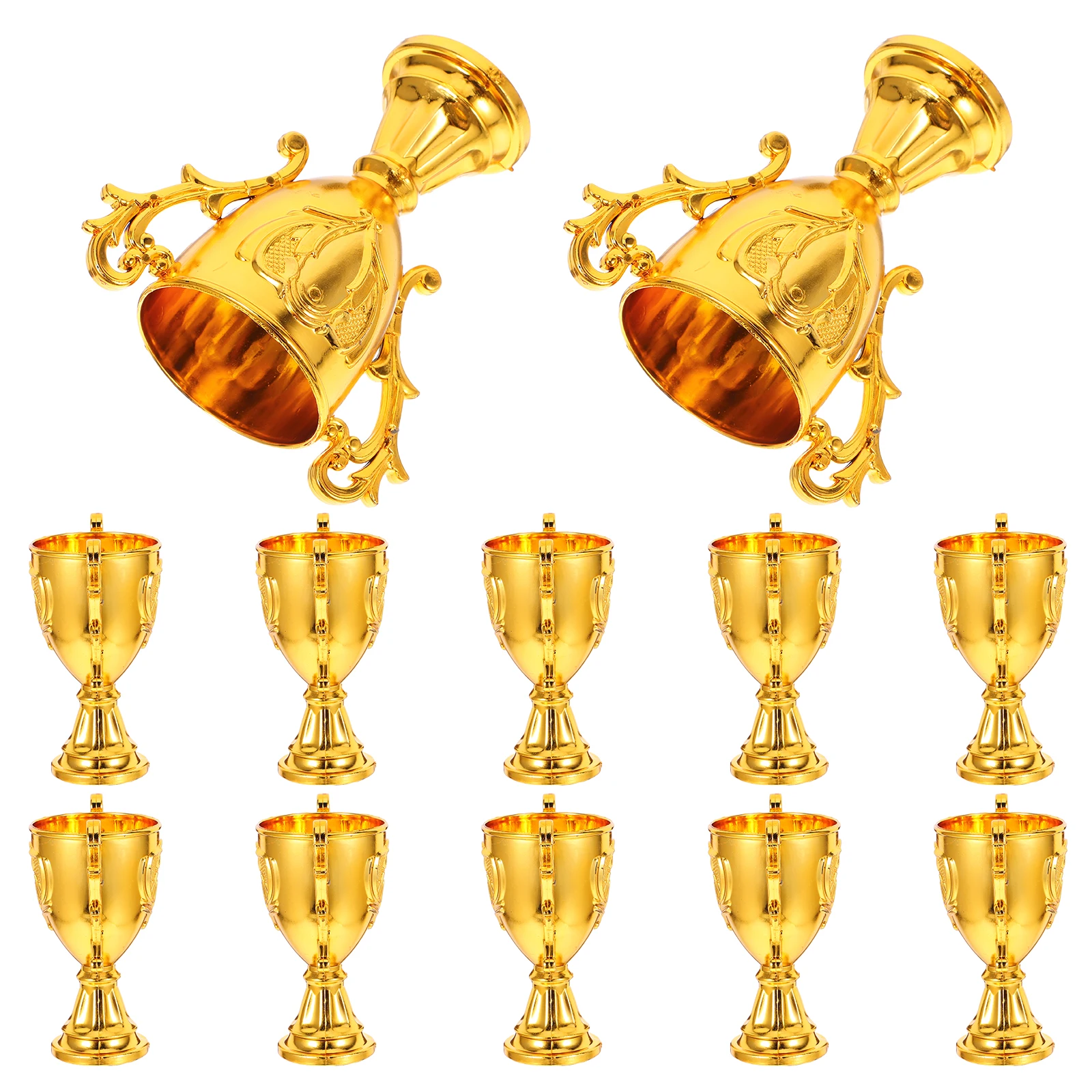 

12pcs Gold Trophy Storage Box for Kids Award Ceremonies Plastic Competition Supplies Mini Trophies Holiday Props prizes