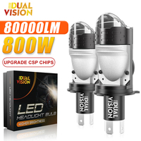 Dualvision Projector H4 Lens LED Car Headlight Bulbs 80000LM 800W CANBUS Turbo Auto Bulb H4 High Low Light Fog lamp bulb12V 24V