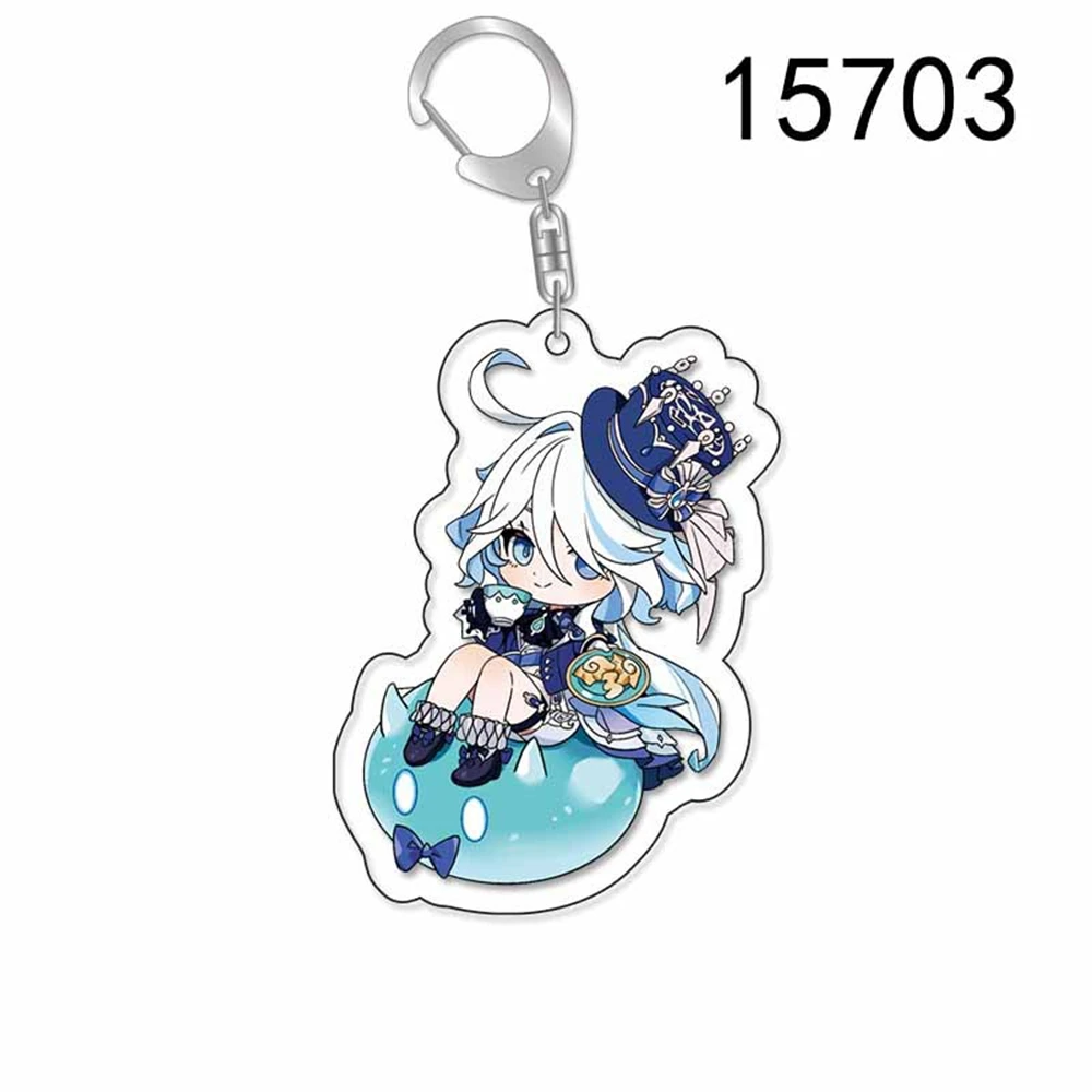 Game Genshin Impact Fontaine Furina Focalors Cosplay Costume Keychain Acrylic Key Chain Pendant Keyring