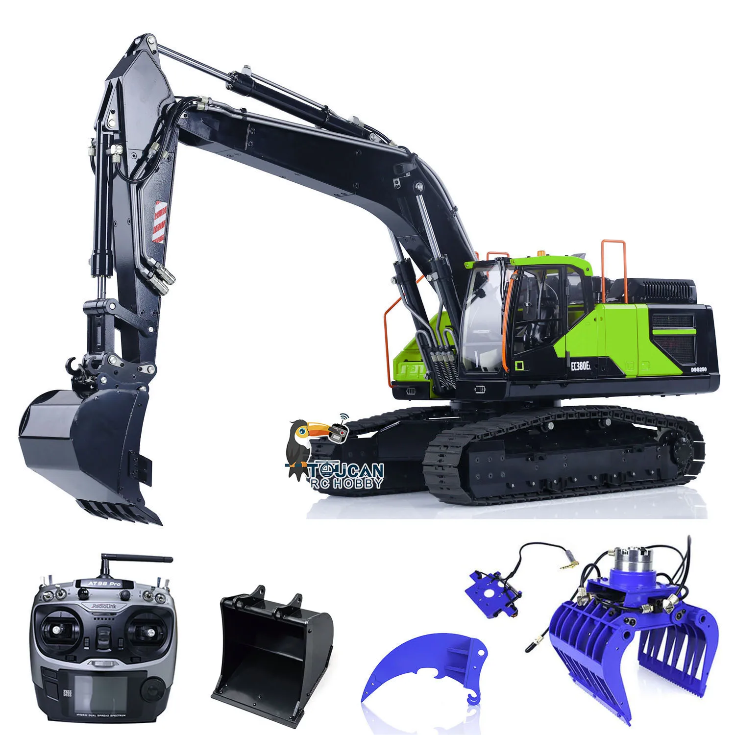 1/14 EC380 RC 2 Booms Hydraulic Excavator Metal Electric PNP Radio Controled Truck Digger Engineering Vehicle With Bucket Ripper