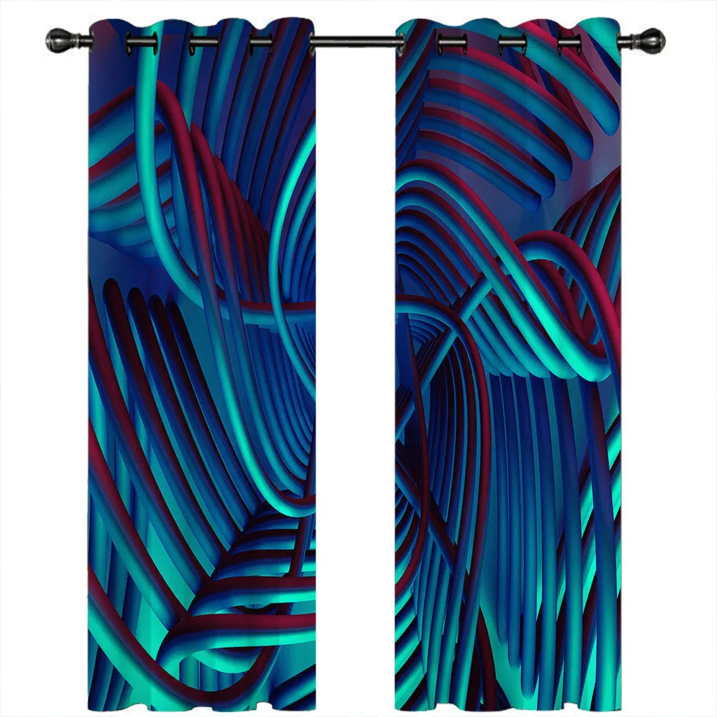 

HUANZHUANG занавески для гостиной абстрактные линии фон затемняющие шторы для окна спальни декор для комнаты 2 шт. бесплатно