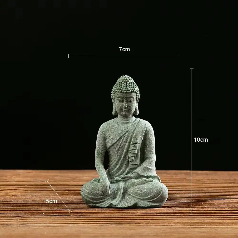 Decorative Sandstone Buddha Sculpture Zen Ornament For Home Office Desktop Aquarium Landscaping Traditional Craft