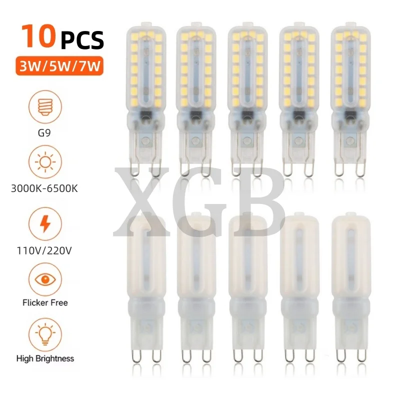 10PCS LED Bulb 3W 5W 7W G9 Light Bulb Dimmable AC110V 220V LED Lamp Spotlight Chandelier Lighting Replace 20w 30w Halogen Lamp