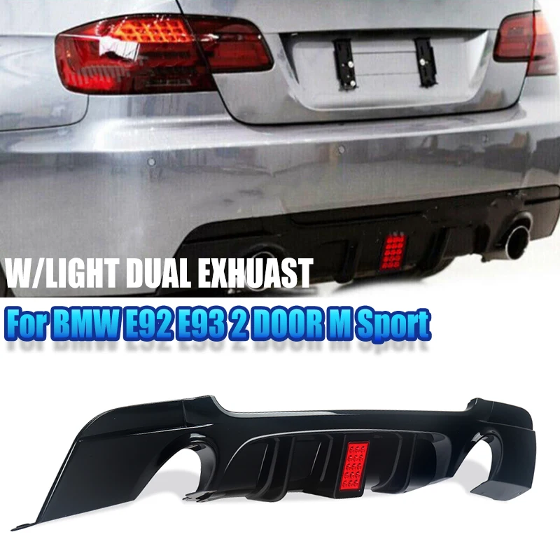 Rear Bumper Diffuser Lip Front Trunk Spoiler w/LED Brake Light For BMW E92/E93 328i 335i Coupe/Convertible Lip Protector Guard