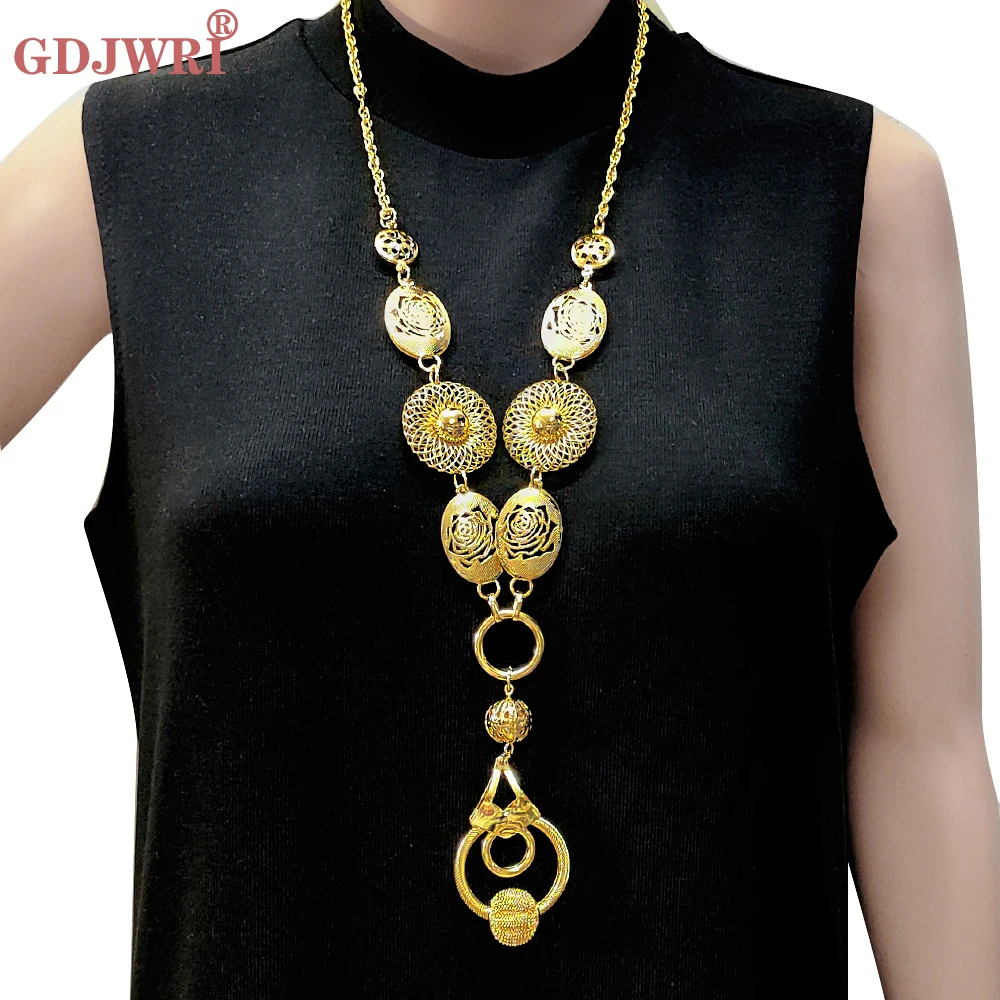 Long Three Layers Trendy For Women Jewelry Statement Necklace Personality Long African Beads Pendant Maxi Collar Chain