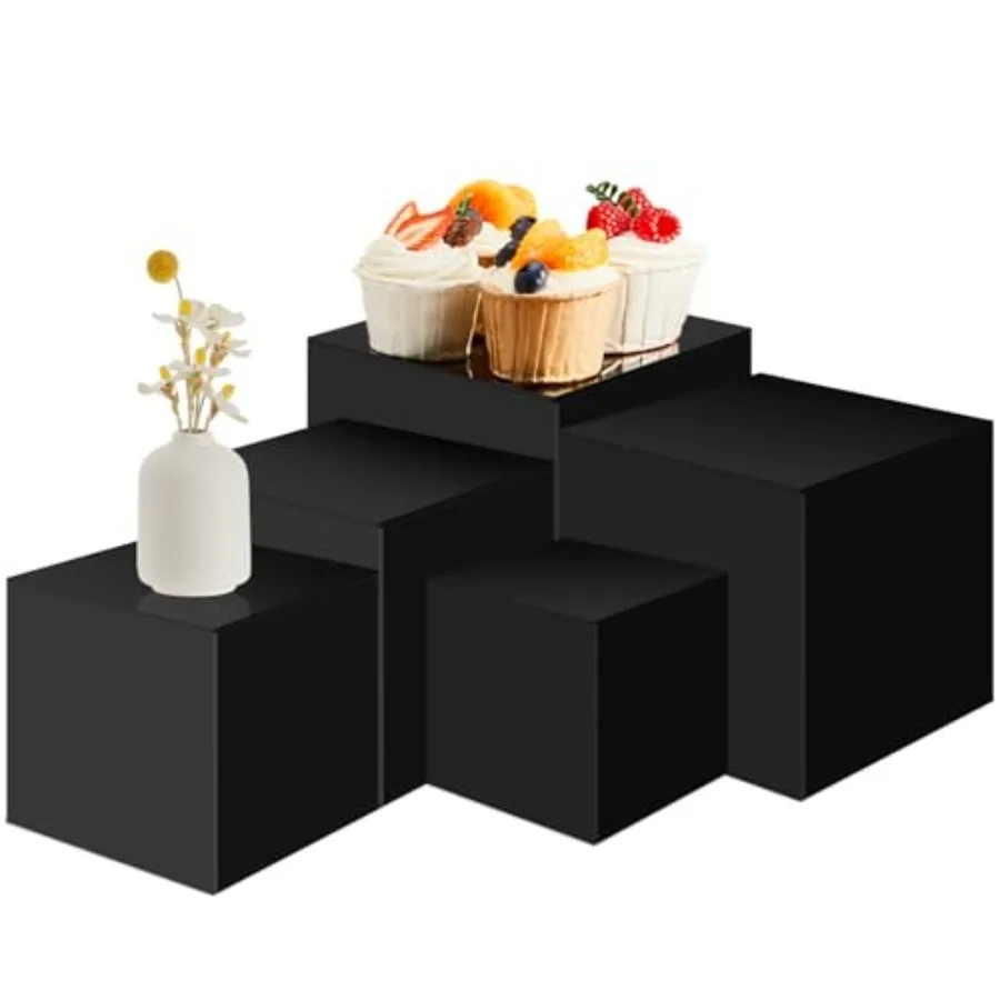 

Set of 5 Display Buffet Risers Acrylic Cube with Hollow Bottoms Acrylic Boxes for Display Dessert Table Stands for Caterg Colle